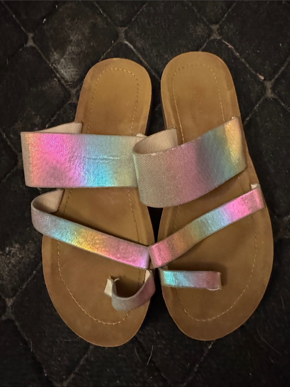 Iridescent Rainbow Strap Sandals